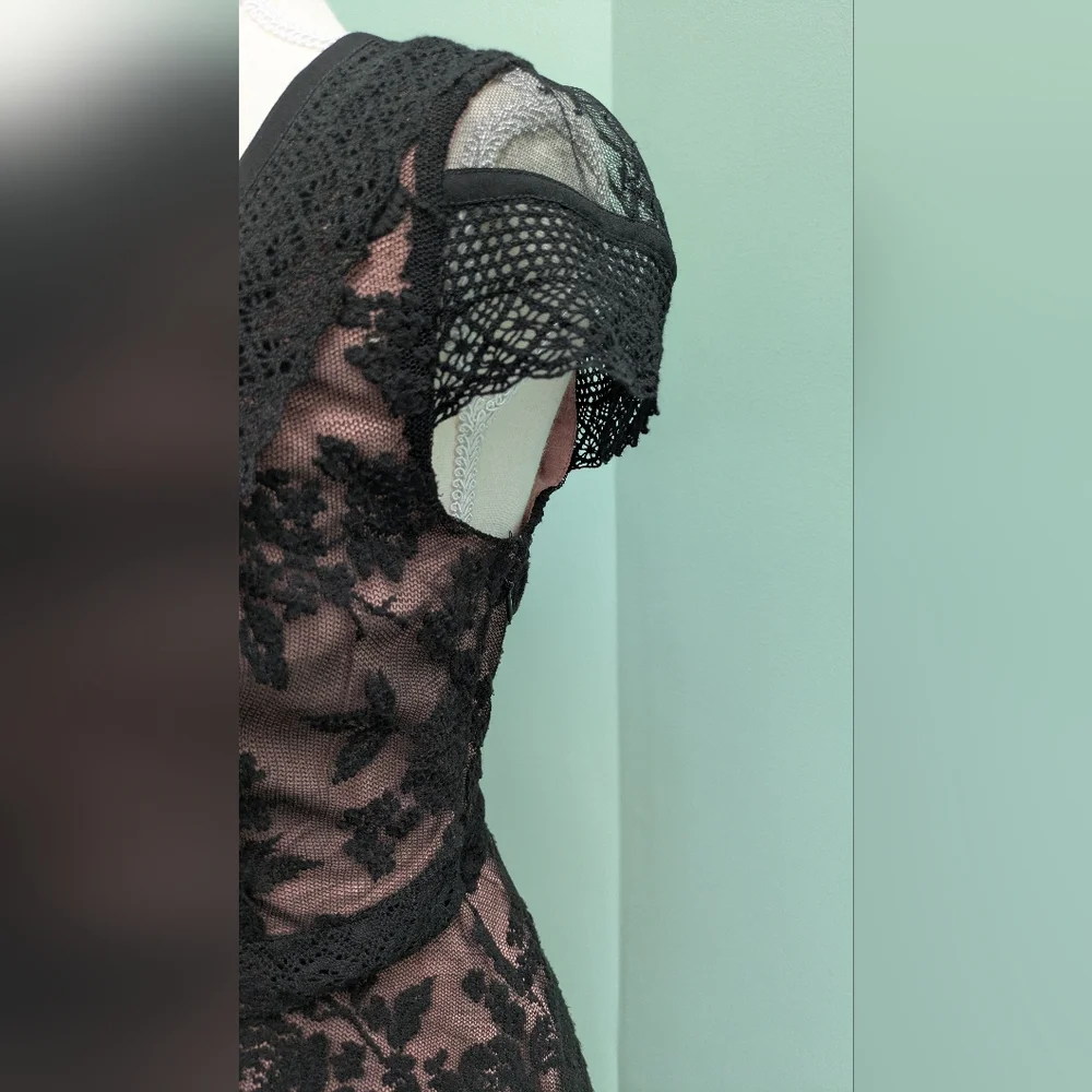 Moulinette Soeurs Black Pink Lace Malia Dress, Size 2 - Picture 4 of 9